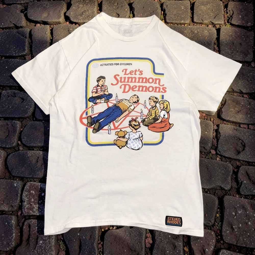 Steven Rhodes Kids T Shirt Youth Boys Size M Lets Summon Demons Graphic Tee